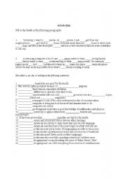 English Worksheet: Article Practice