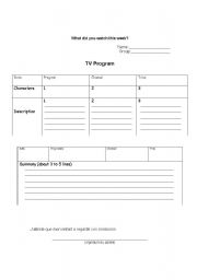 English Worksheet: TV Program