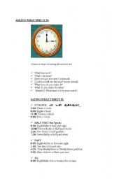 English worksheet: ASKING THE TIME
