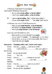 English Worksheet: A lot / Much / Many