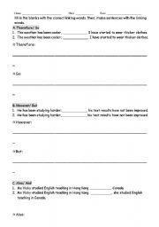 English Worksheet: Linking words