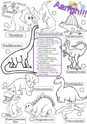 DINOSAURS.colors and numbers one to ten