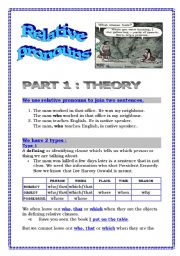 Relative pronouns (4 pages) - theory exercises + answers