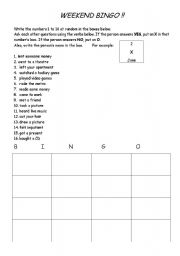 English worksheet: Past Tense Bingo