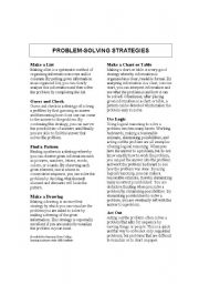 English worksheet: Problem Solving Strategies