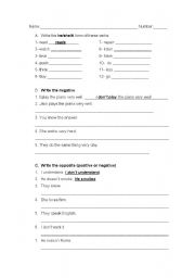 English worksheet: present simple