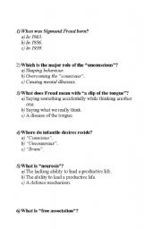 English worksheet: freud