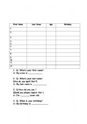 English worksheet: Filling out forms questionnaire