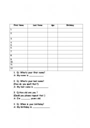 English Worksheet: Filling out forms questionnaire