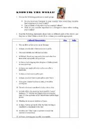 English worksheet: knowing the world!