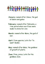 English Worksheet: where do the names of months and seasons come from?
