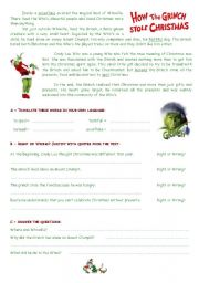 The Grinch - reading comprehension