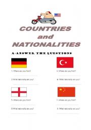 English worksheet: COUNTRY,FLAG and NATIONALITY