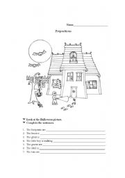 English worksheet: Halloween-Prepositions