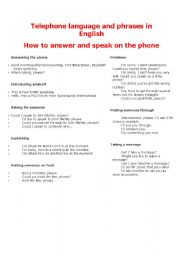 Telephone language and phrases in English