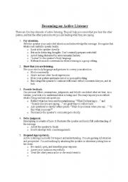 English worksheet: How to be an active listener