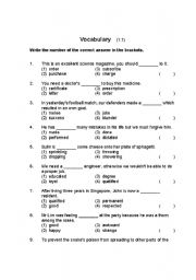 English worksheet: Vocabulary