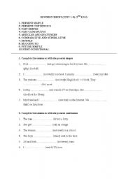 English Worksheet: Revison sheet for 2nd of E.S.O.