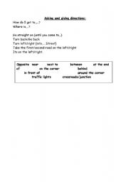 English Worksheet: Giving directions Basic phrases