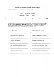 English worksheet: Frequency Adverbs Exercise