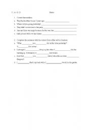 English Worksheet: Past Simple and Past Cont. Comparison