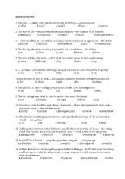 English Worksheet: prepositions