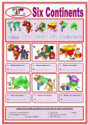 English Worksheet: Six Continents
