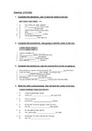 English Worksheet: Future will be going to