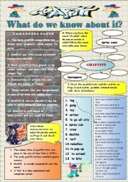 GRAFFITY- activity set:reading , vocabulary practice and speaking (role play) 4 pages + keys