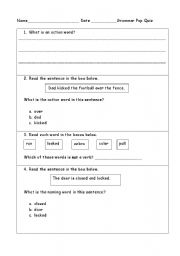 English worksheet: Subject and Verb Quiz
