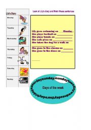English worksheet: DAYS OF THE WEEK