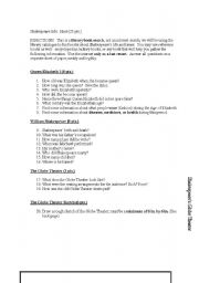 English worksheet: Shakespeare Info. Hunt