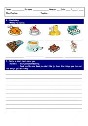 English Worksheet: Food labeling and writing exercise