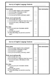 English worksheet: Survey (present simple)