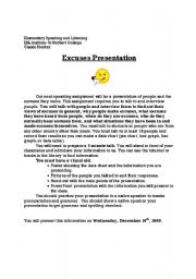 English worksheet: Excuses Presentation