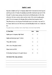 English Worksheet: Sophies week