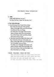 English Worksheet: Childrens song collection lyrics