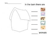 English Worksheet: Counting Barn Animals