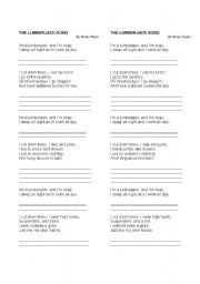 English worksheet: THE LUMBERJACK SONG