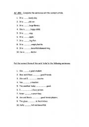 English Worksheet: Short quiz on a/an-  to be - have