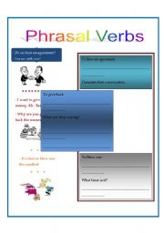 English Worksheet: Phrsal Verbs with Ilustration and space to Translate