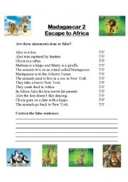 English Worksheet: Madagascar 2 - Escape to Africa