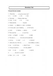 English worksheet: Elementary Test 2 for children