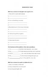 English worksheet: Present and past tense/Using to be and to do ask auxiliar verbs