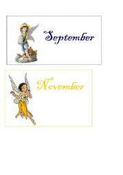 English worksheet: MONTHS FAIRY CARDS 1/6