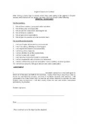 English worksheet: Classroom contract