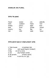English worksheet: Singular and plural