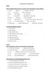 English Worksheet: Conditional sentences - type 1 and 2