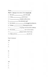 English Worksheet: am, is, are