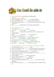 English Worksheet: Can Could Be able to